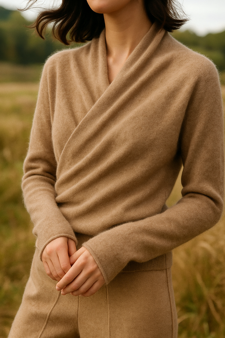 Womens Cashmere Wrap Sweater Soft Knit Crossover Style