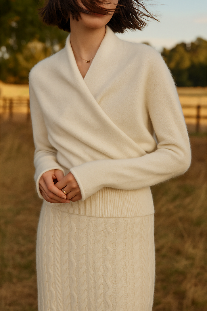 Womens Cashmere Wrap Sweater Soft Knit Crossover Style