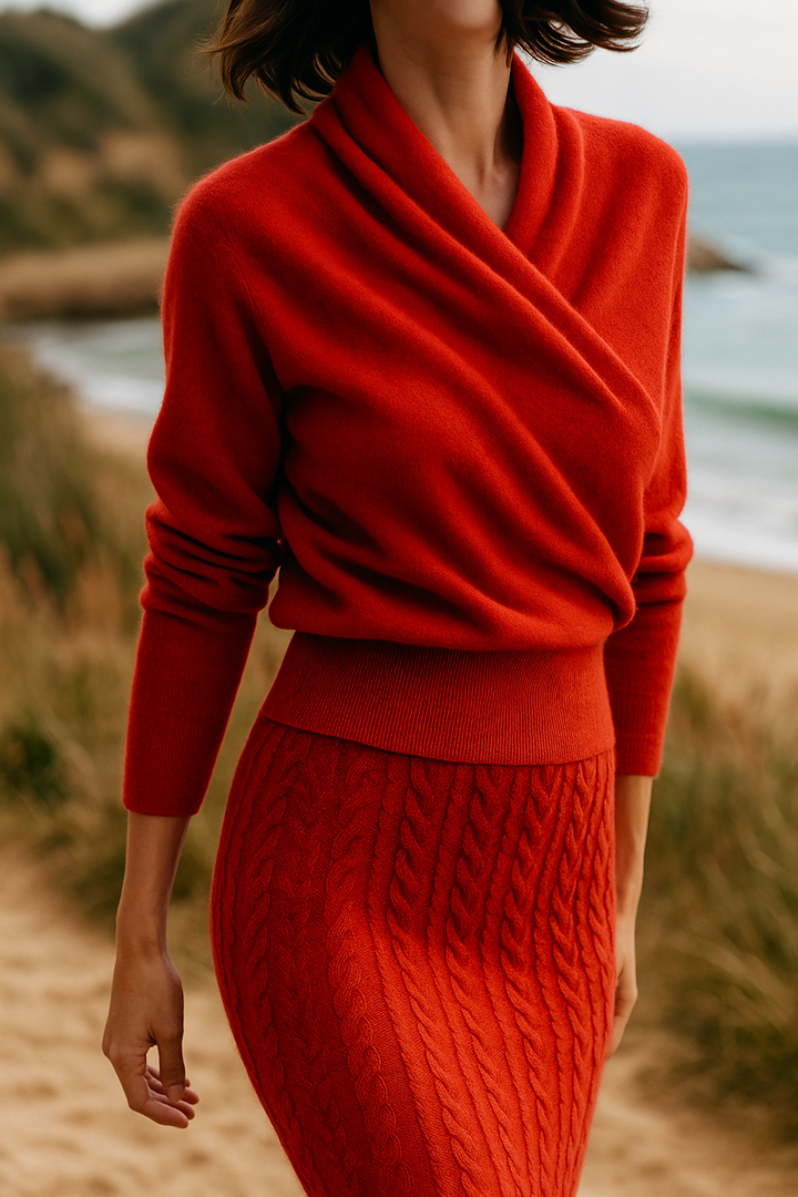 Womens Cashmere Wrap Sweater Soft Knit Crossover Style