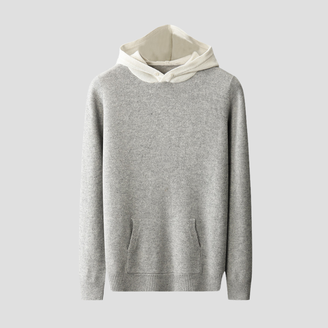 Womens Knitted Hoodie with Button Detail Relaxed Fit - BritishMode