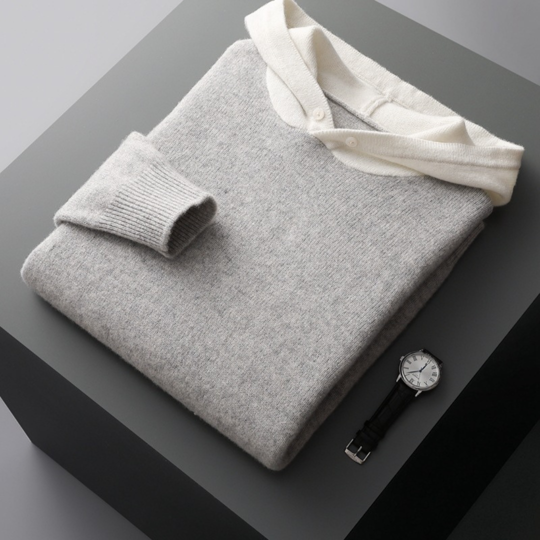 Womens Knitted Hoodie with Button Detail Relaxed Fit