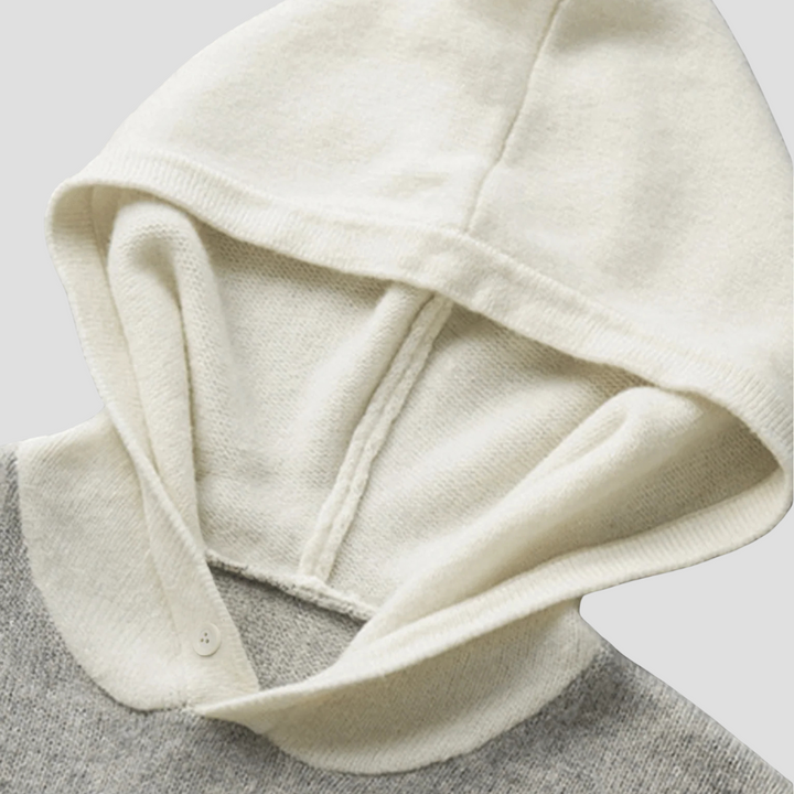 Womens Knitted Hoodie with Button Detail Relaxed Fit