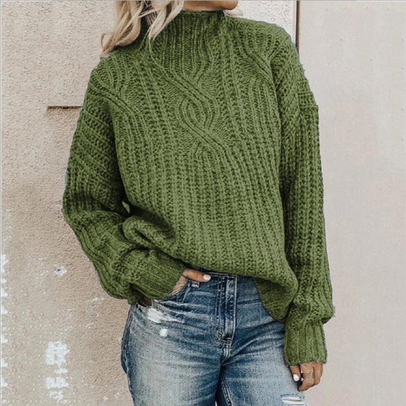 Womens Sweater with Turtleneck Ribbed Fit - BritishMode