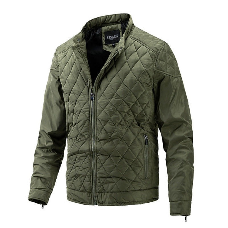 Mens Casual Jacket Diamond Pattern Relaxed Fit