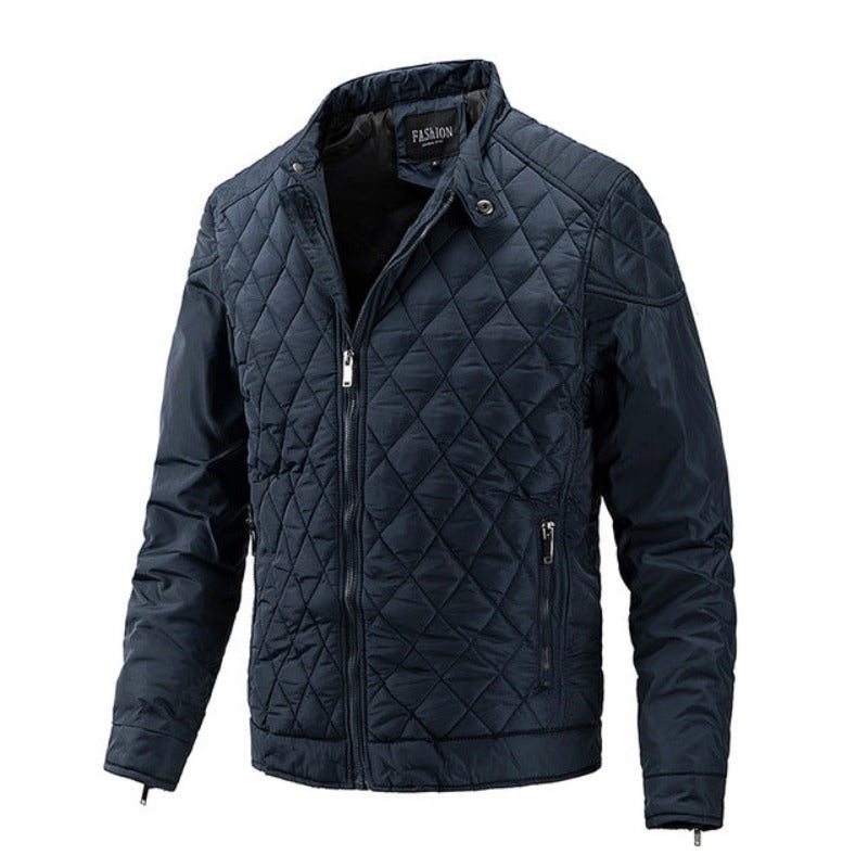 Mens Casual Jacket Diamond Pattern Relaxed Fit - BritishMode