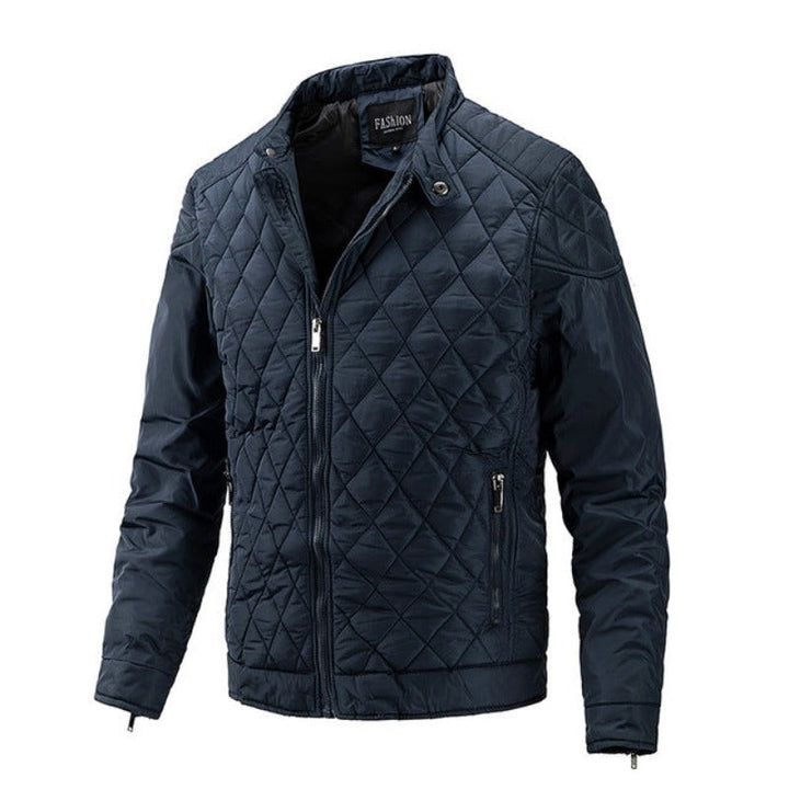 Mens Casual Jacket Diamond Pattern Relaxed Fit - BritishMode