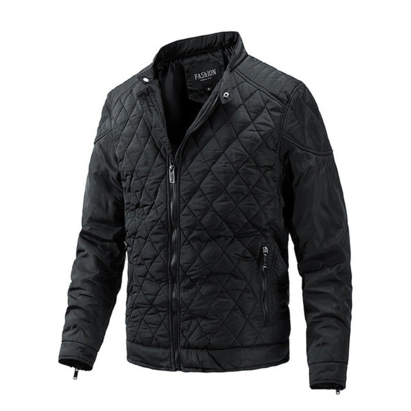 Mens Casual Jacket Diamond Pattern Relaxed Fit