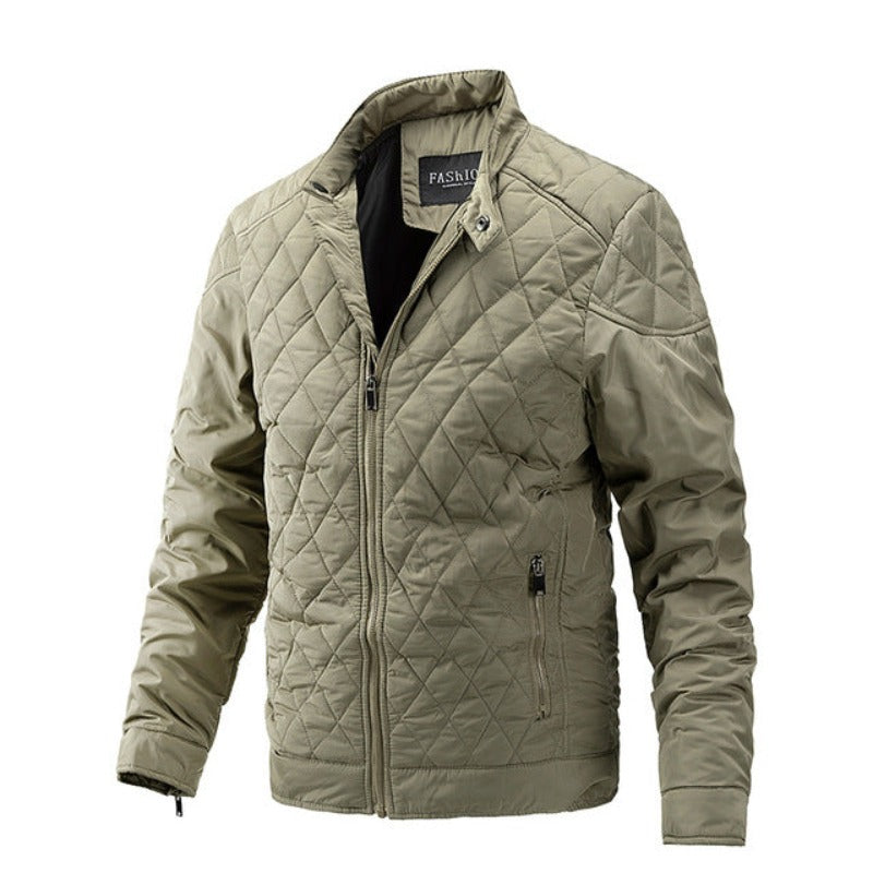 Mens Casual Jacket Diamond Pattern Relaxed Fit