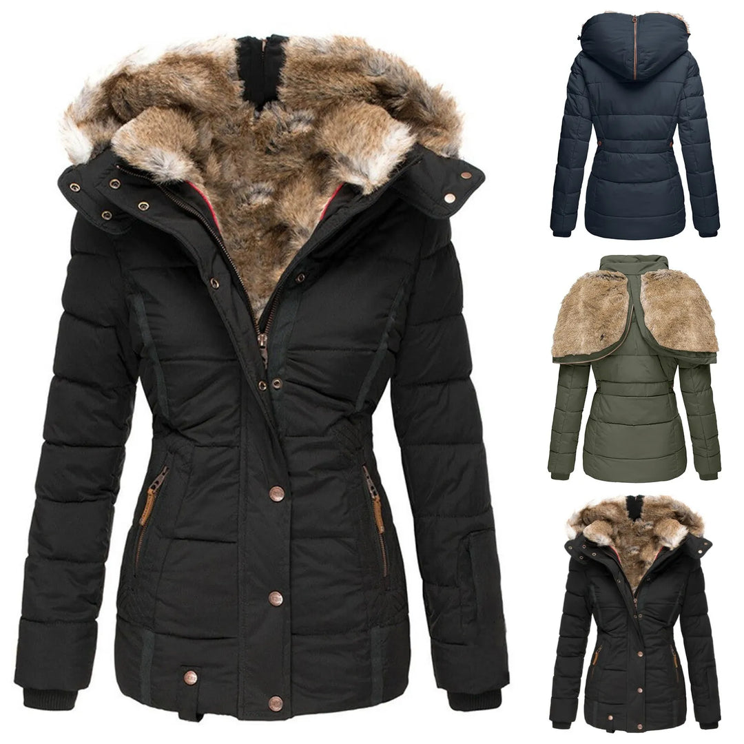 Womens Hooded Puffer Jacket Insulated Lightweight Fit - BritishMode