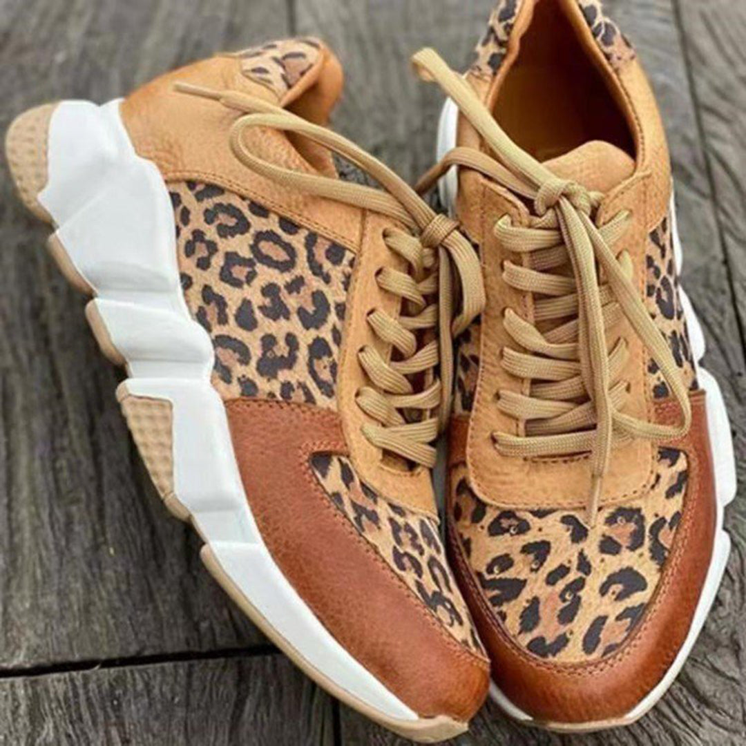 Womens Fashion Sneakers Lace-Up Chunky Sole - BritishMode