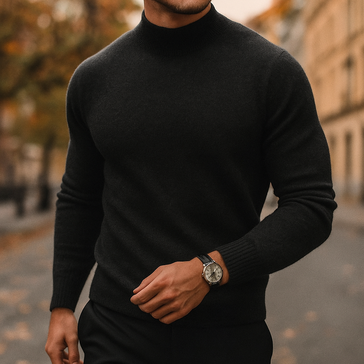 Mens Merino Wool Turtleneck Sweater Slim Fit - BritishMode