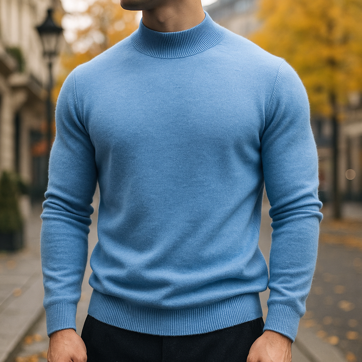 Mens Merino Wool Turtleneck Sweater Slim Fit