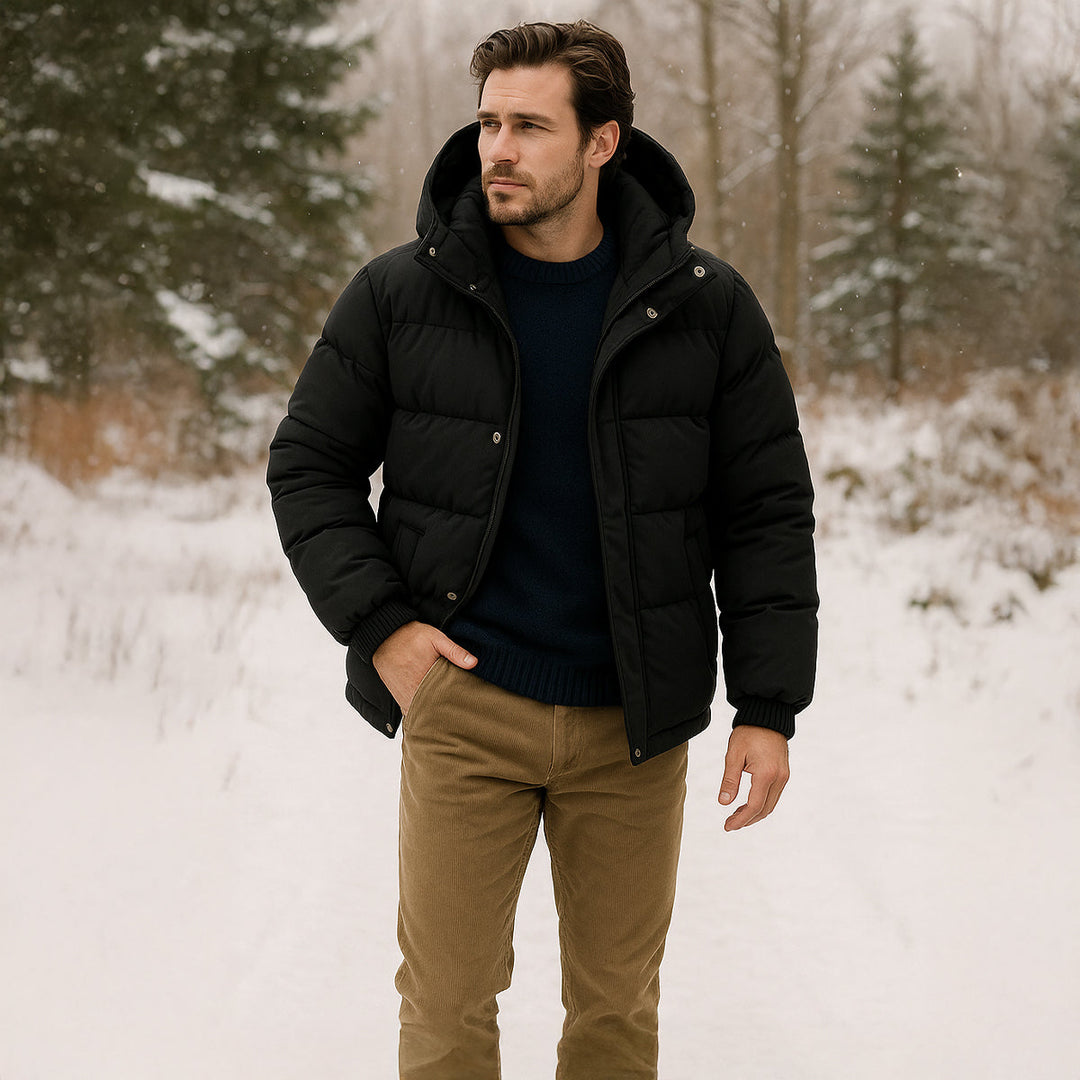 Mens Waterproof Down Puffer Jacket Hooded Parka
