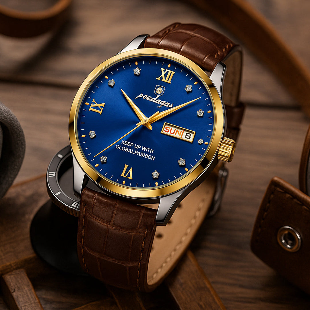 Mens Classic Watch with Leather Strap Style