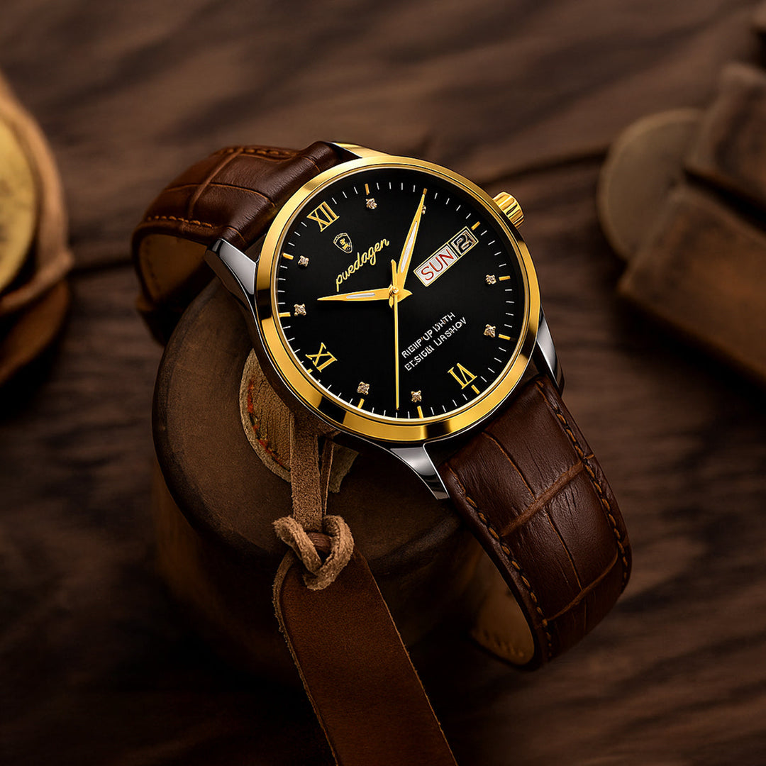 Mens Classic Watch with Leather Strap Style