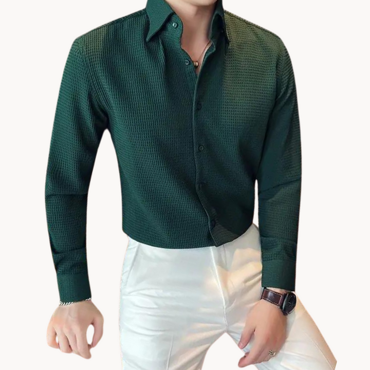 Mens Lightweight Blend Shirt with Point Collar and Shape Retention