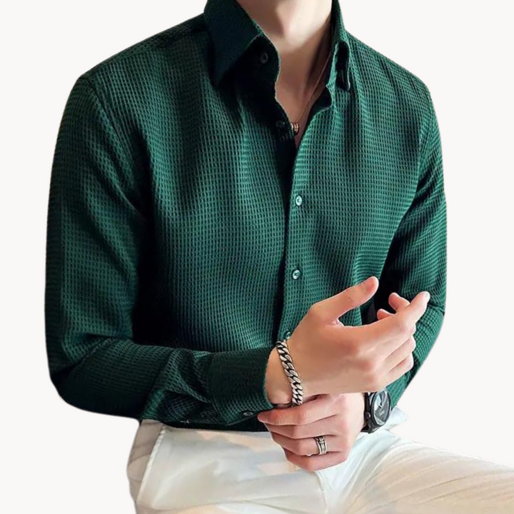 Mens Lightweight Blend Shirt with Point Collar and Shape Retention - BritishMode