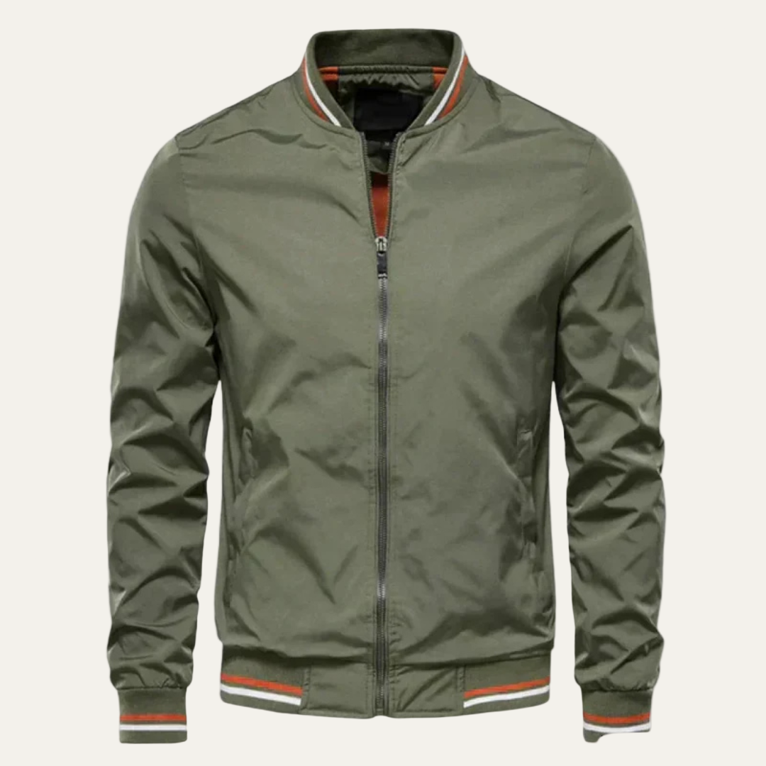 Mens Bomber Jacket Lightweight Striped Trim