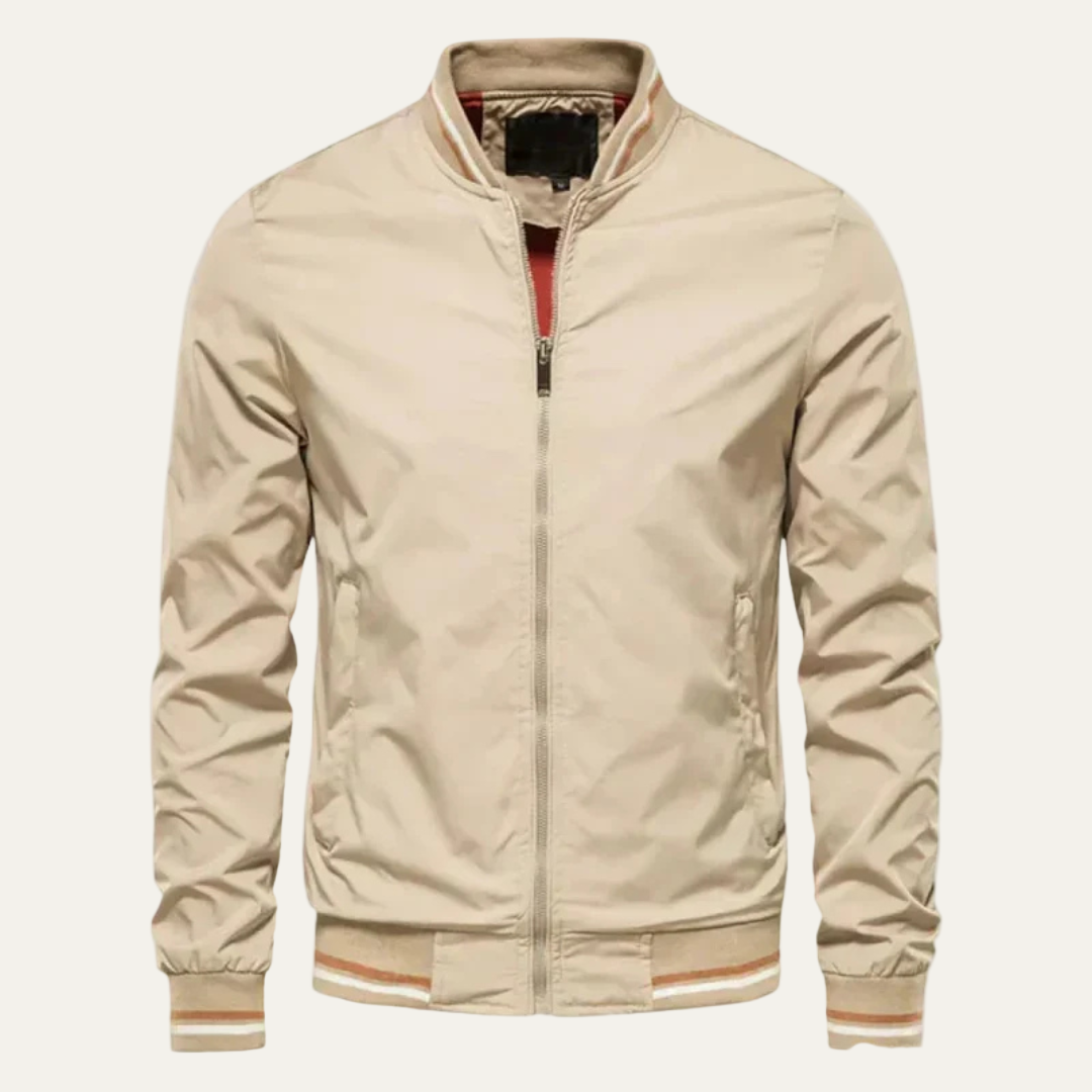 Mens Bomber Jacket Lightweight Striped Trim