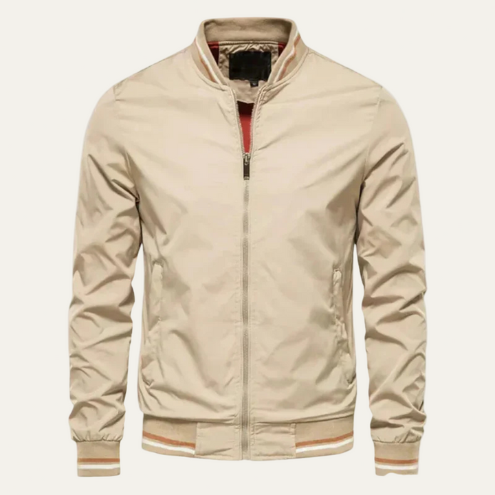 Mens Bomber Jacket Lightweight Striped Trim