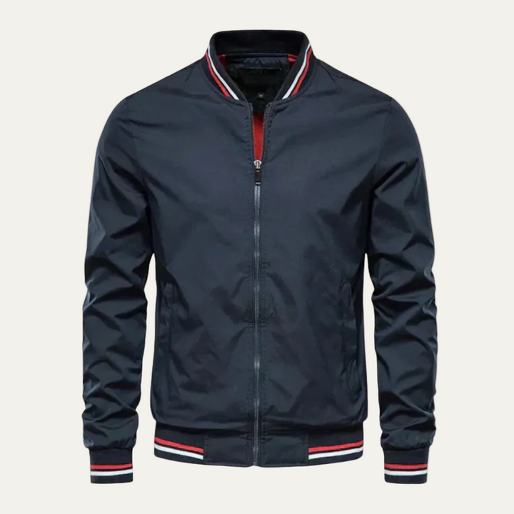 Mens Bomber Jacket Lightweight Striped Trim - BritishMode