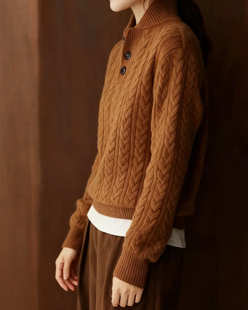 Womens Wool Jumper High Neck Relaxed Fit Winter Pullover
