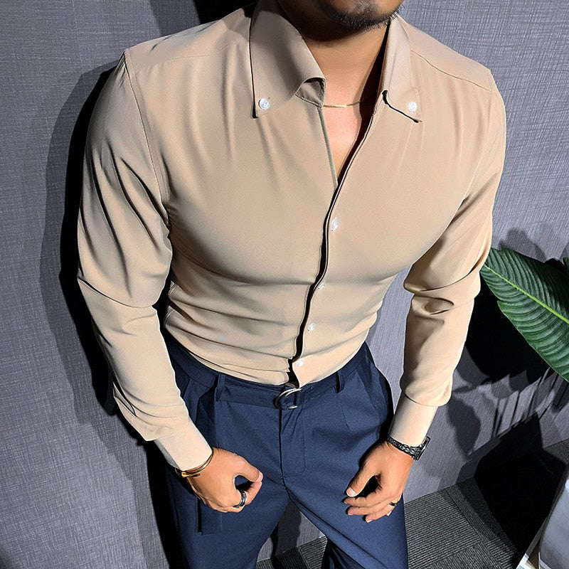 Mens Long Sleeve Shirt Breathable Comfortable Fit