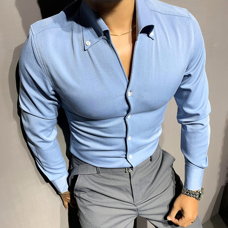 Mens Long Sleeve Shirt Breathable Comfortable Fit