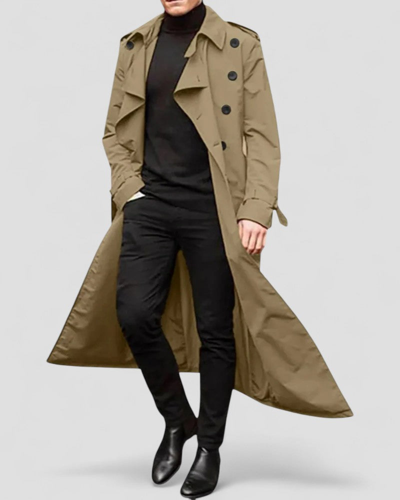 Mens Trench Coat Double-Breasted Classic Fit