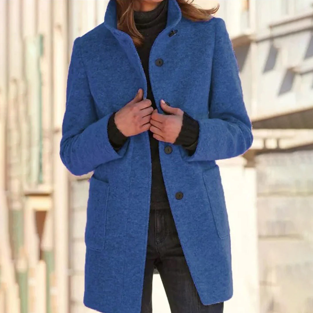 Womens Long Casual Coat Stand-Up Collar Stylish Fit - BritishMode