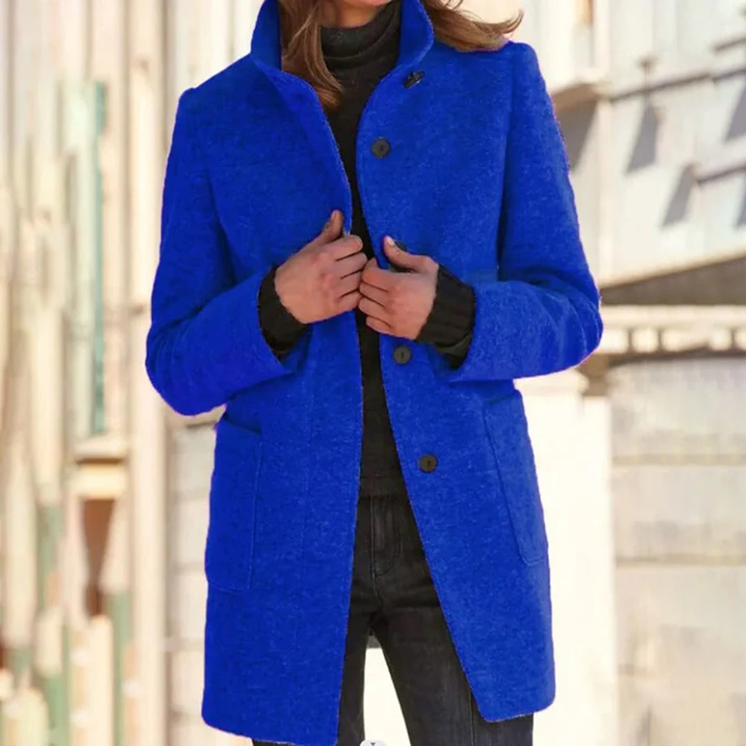 Womens Long Casual Coat Stand-Up Collar Stylish Fit