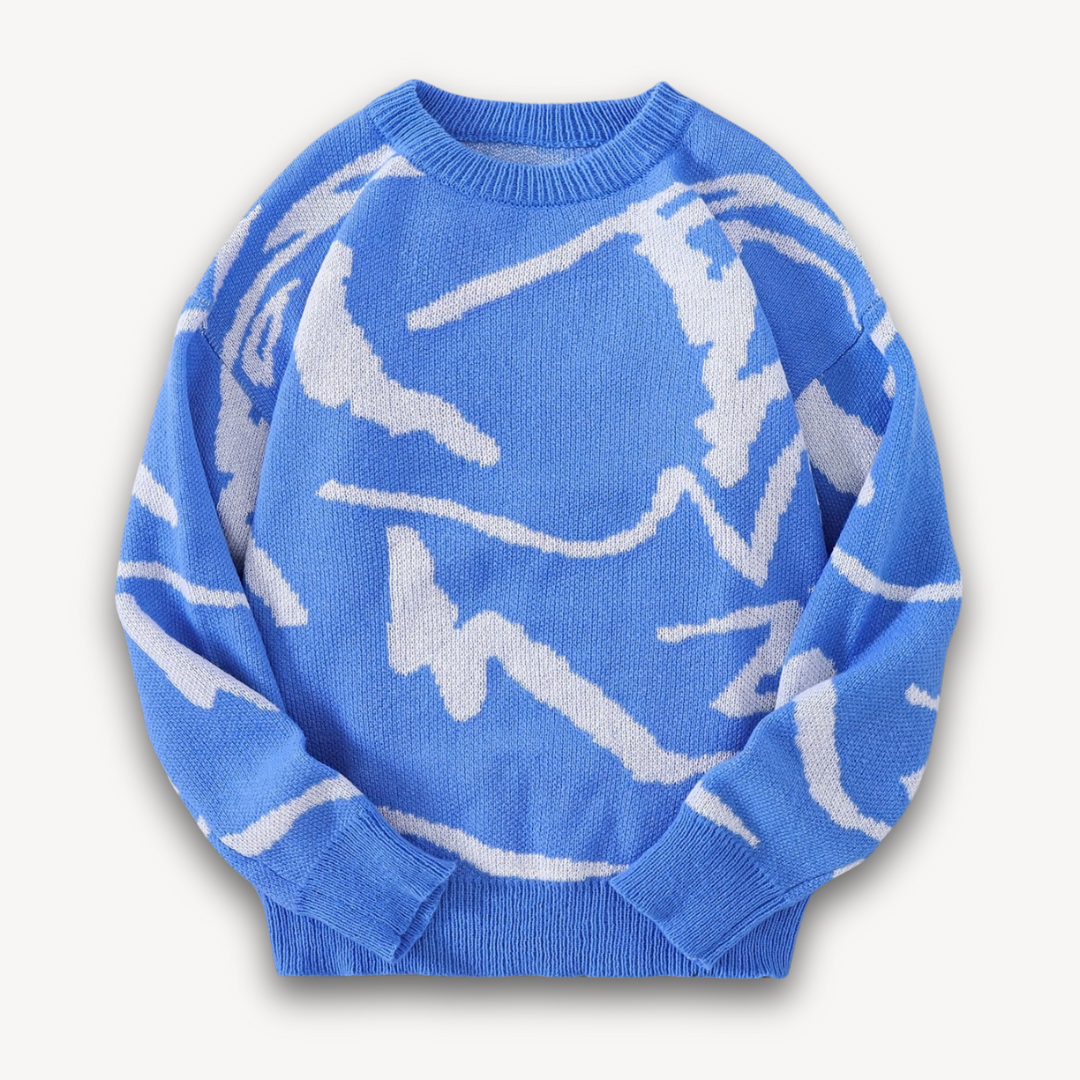 Mens Crewneck Sweater Graphic Knit Regular Fit