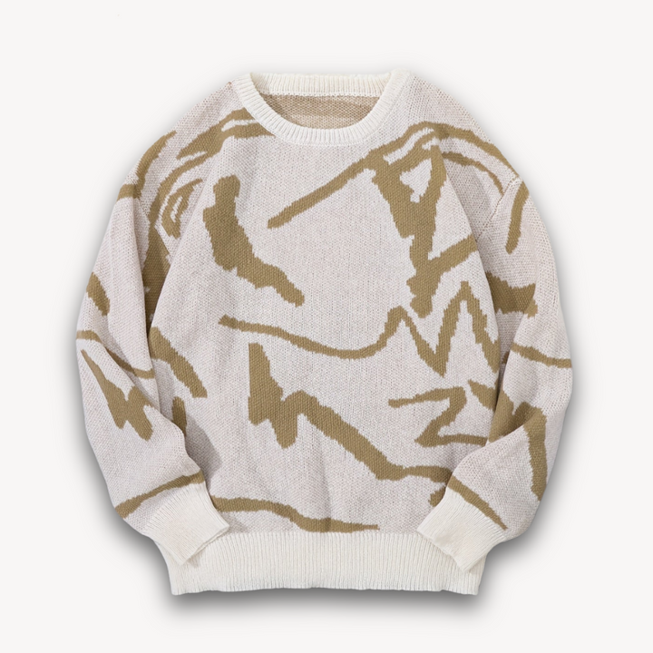 Mens Crewneck Sweater Graphic Knit Regular Fit