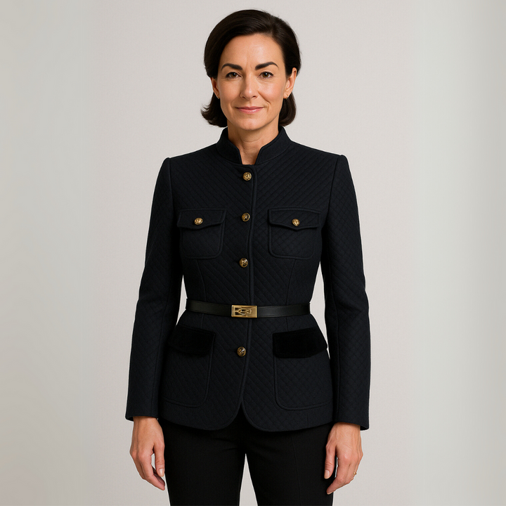 Womens Blazer Coat Patchwork Design Regular Fit - BritishMode