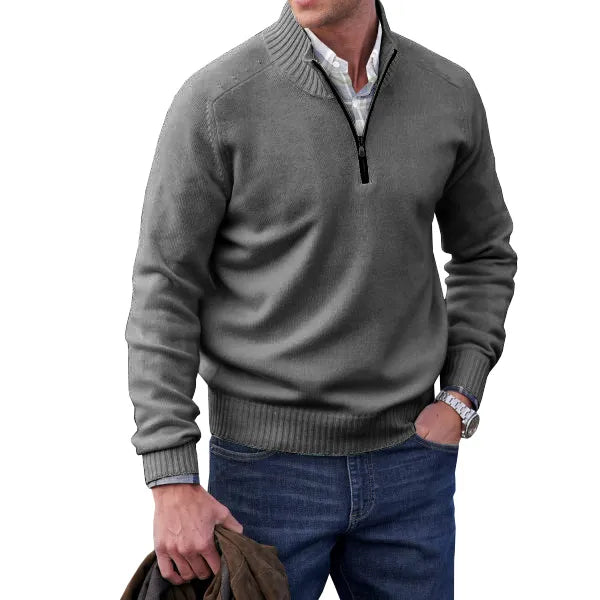 Mens Cashmere Blend Quarter-Zip Sweater Pullover