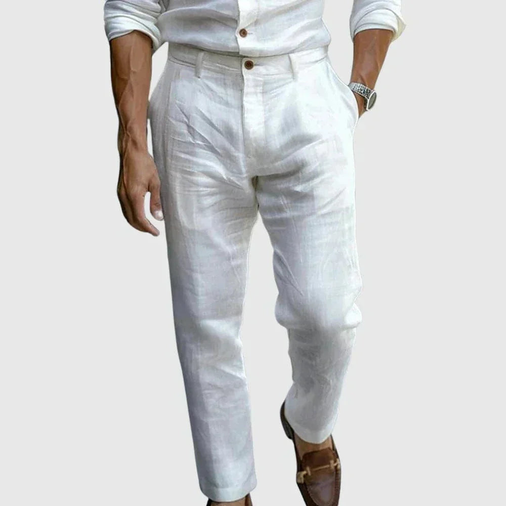 Mens Casual Slim Fit Pants Button Fly with Pockets - BritishMode