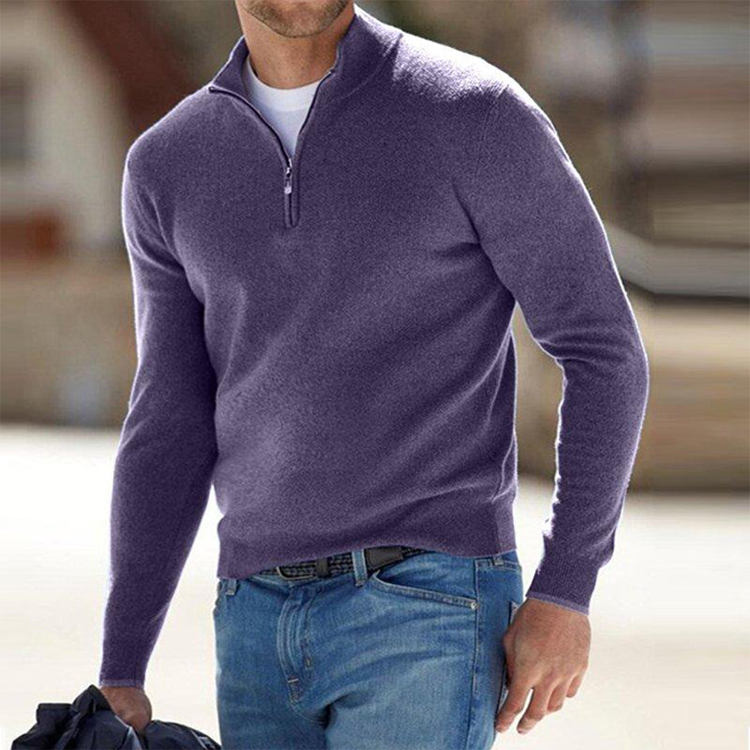 Mens Quarter-Zip Sweatshirt Cotton Blend Regular Fit