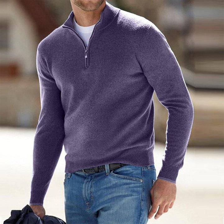 Mens Quarter-Zip Sweatshirt Cotton Blend Regular Fit