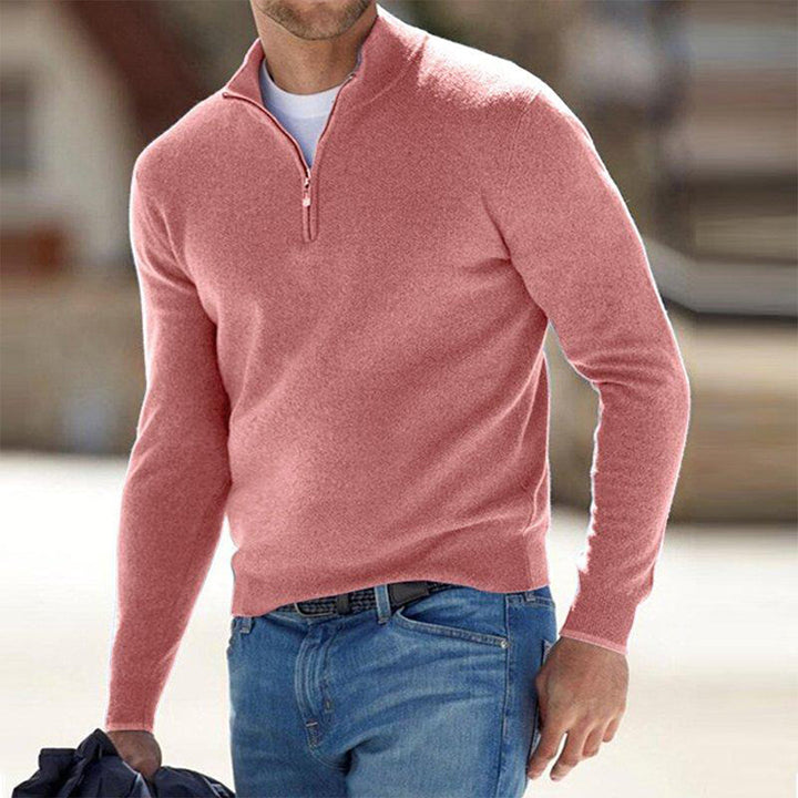 Mens Quarter-Zip Sweatshirt Cotton Blend Regular Fit