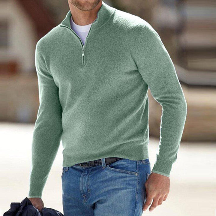 Mens Quarter-Zip Sweatshirt Cotton Blend Regular Fit