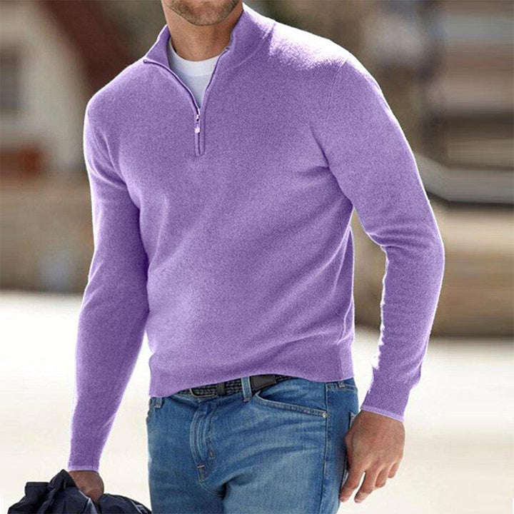 Mens Quarter-Zip Sweatshirt Cotton Blend Regular Fit