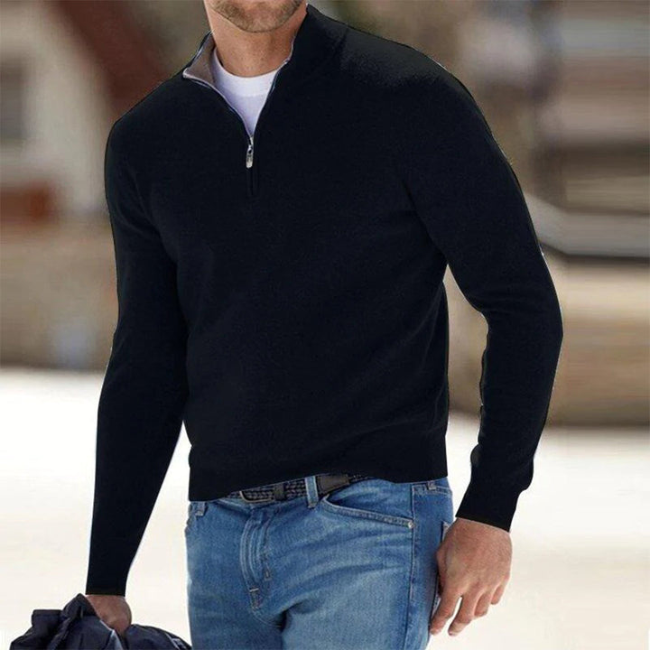 Mens Quarter-Zip Sweatshirt Cotton Blend Regular Fit