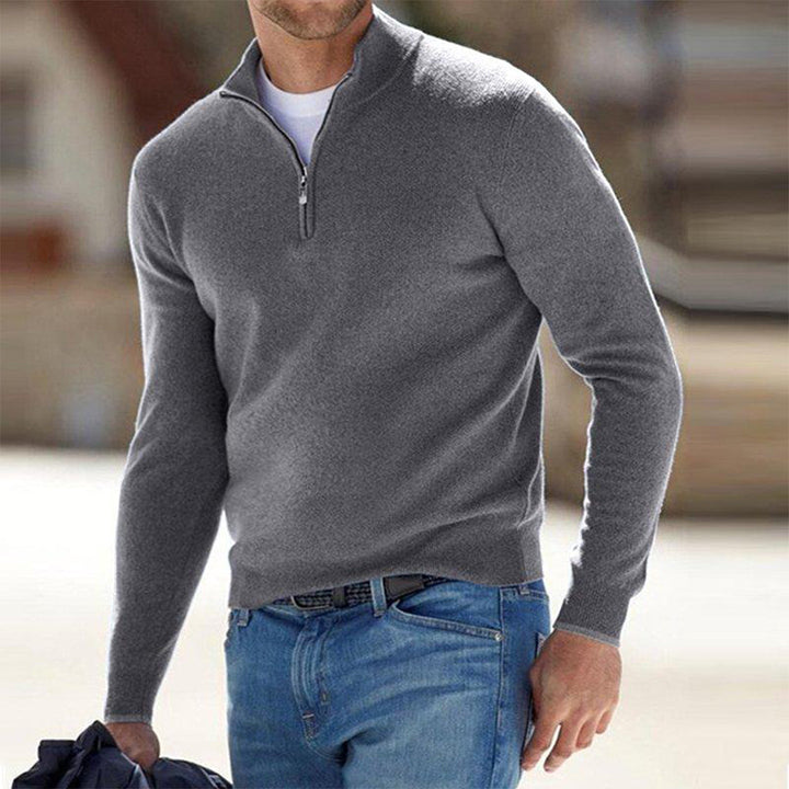 Mens Quarter-Zip Sweatshirt Cotton Blend Regular Fit