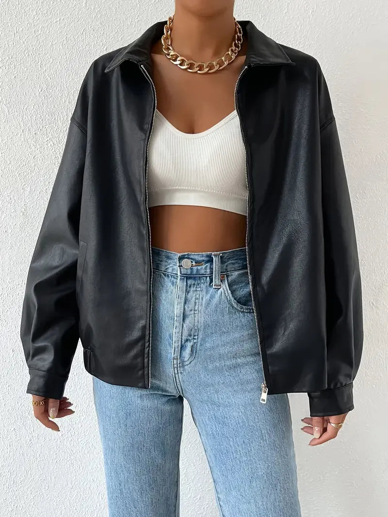 Womens Zip-Up Coat Relaxed Fit - BritishMode
