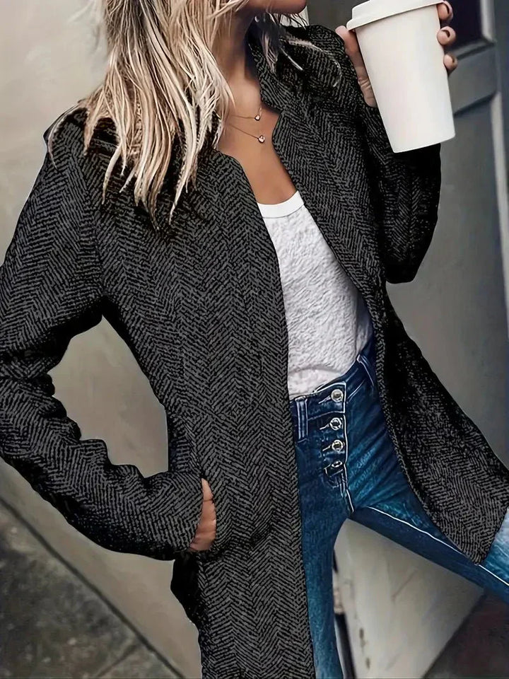 Womens Oversized Open Front Coat Classic Style