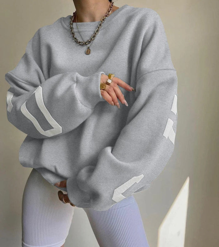 Womens Sweatshirt Relaxed Fit Crew Neck Cotton