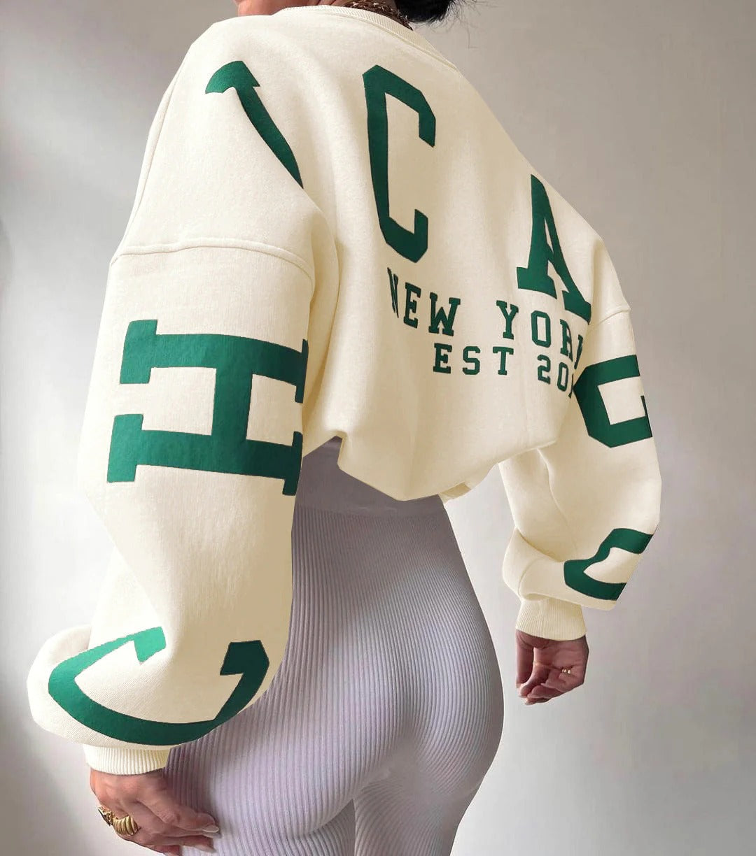 Womens Sweatshirt Relaxed Fit Crew Neck Cotton