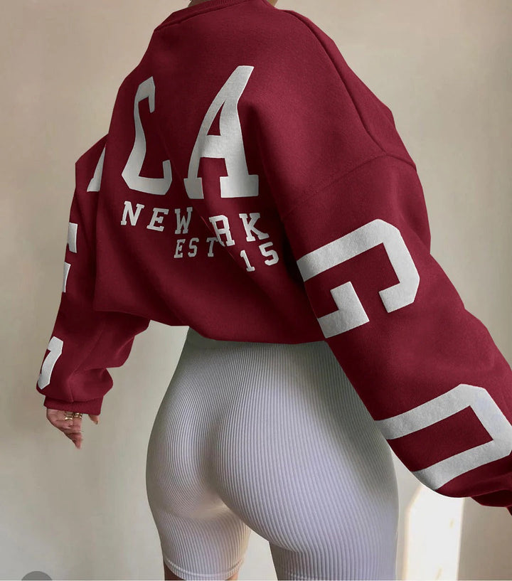 Womens Sweatshirt Relaxed Fit Crew Neck Cotton
