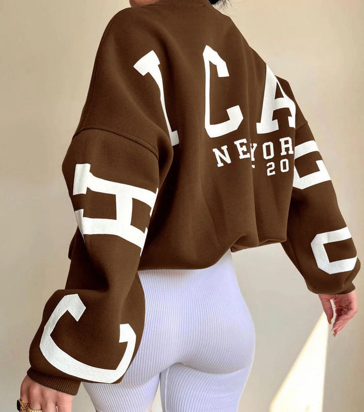 Womens Sweatshirt Relaxed Fit Crew Neck Cotton