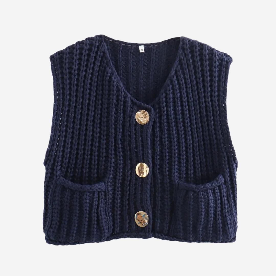 Womens Knit Sweater Vest with Buttons Cozy Fit